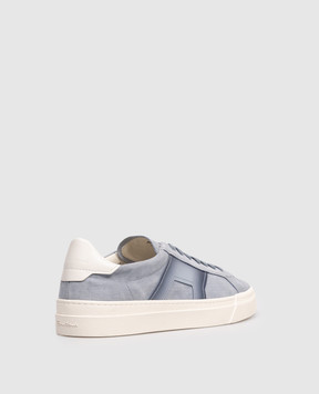 Santoni Blue nubuck sneakers with logo print MBGT21964PNNCFCT