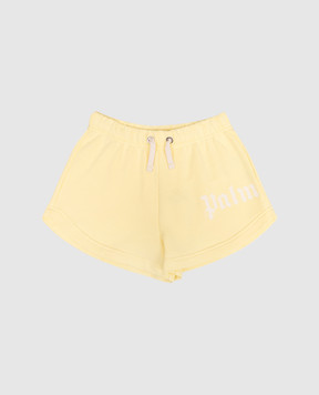 Palm Angels Children's yellow shorts with logo print PGCI005S26FLE002