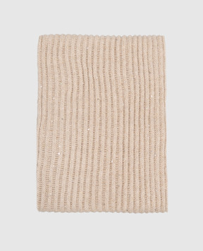 Brunello Cucinelli Children's beige scarf with cashmere and wool with lurex BBMM77069A