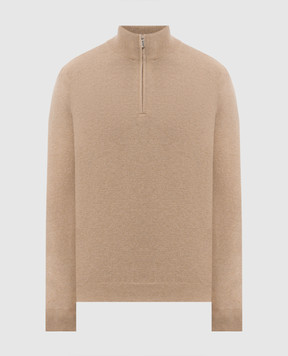 Bertolo Cashmere Beige cashmere sweater with zipper 400025000005