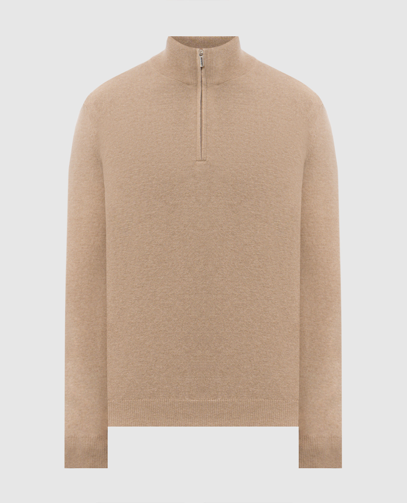 Beige cashmere sweater with zipper