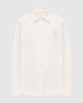 Ami Paris Ivory denim shirt with logo appliqué UJK897DE0126m