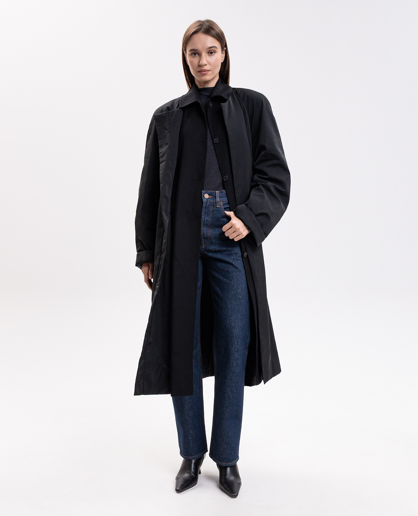 Black insulated raincoat with silk Carven 2