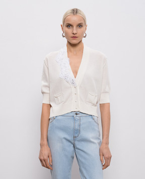 Ermanno Scervino White cardigan with applique D485N310APCTYOJ