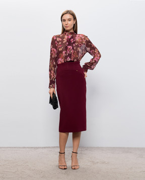 Nissa Burgundy blouse with floral print TOP16853