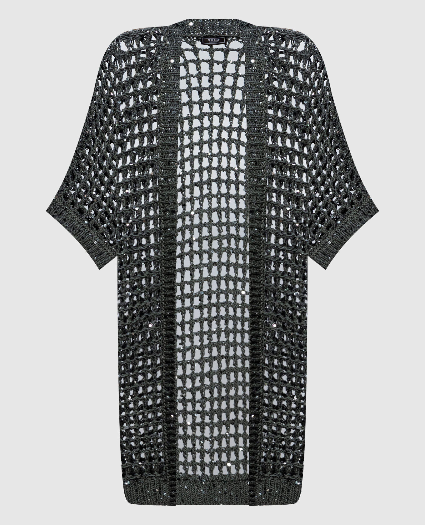 Green openwork cardigan with sequins