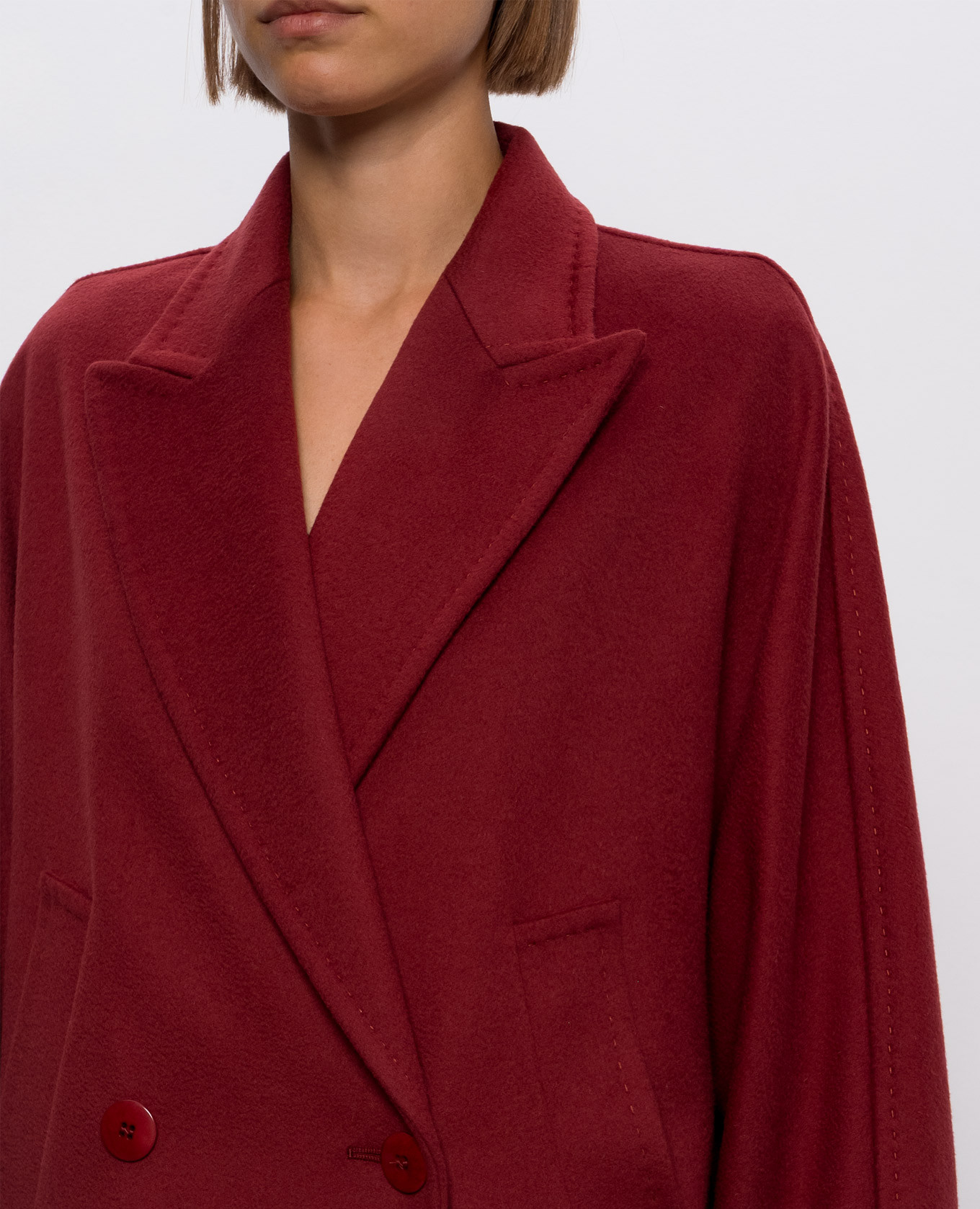 MASTRO burgundy double-breasted wool coat Max Mara 5