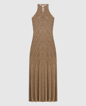 Twinset Brown dress with linen 261TT3213