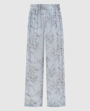 Peserico Blue palazzo pants in floral print A0405204742