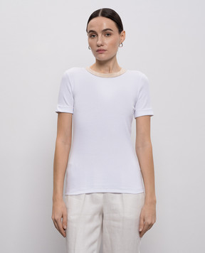 Peserico White ribbed T-shirt A06872J05669A