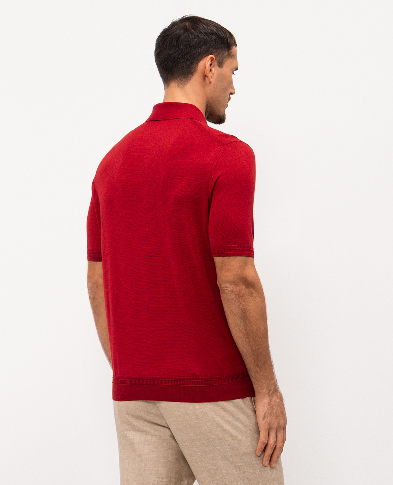 

Burgundy silk polo shirt with embroidered monogram logo Stefano Ricci