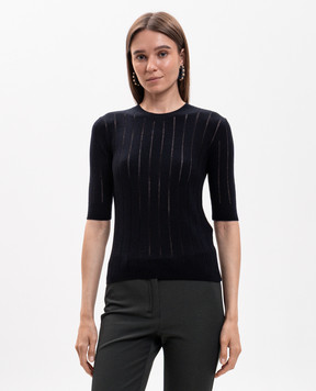 Max Mara Navy blue silk and wool top MSTRAGNO