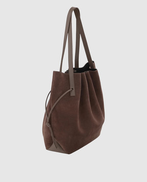 YUZEFI Brown Scallop Suede Tote Bag SCALLOPTOTESUEDE