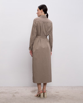 Peserico Khaki shirt dress with chain A02540D00A01979