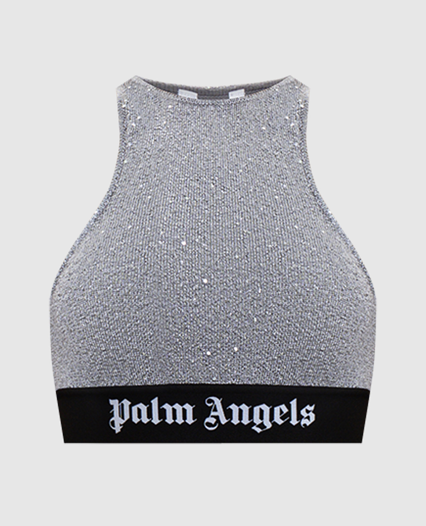 

Gray sequined top with logo Palm Angels, Grey