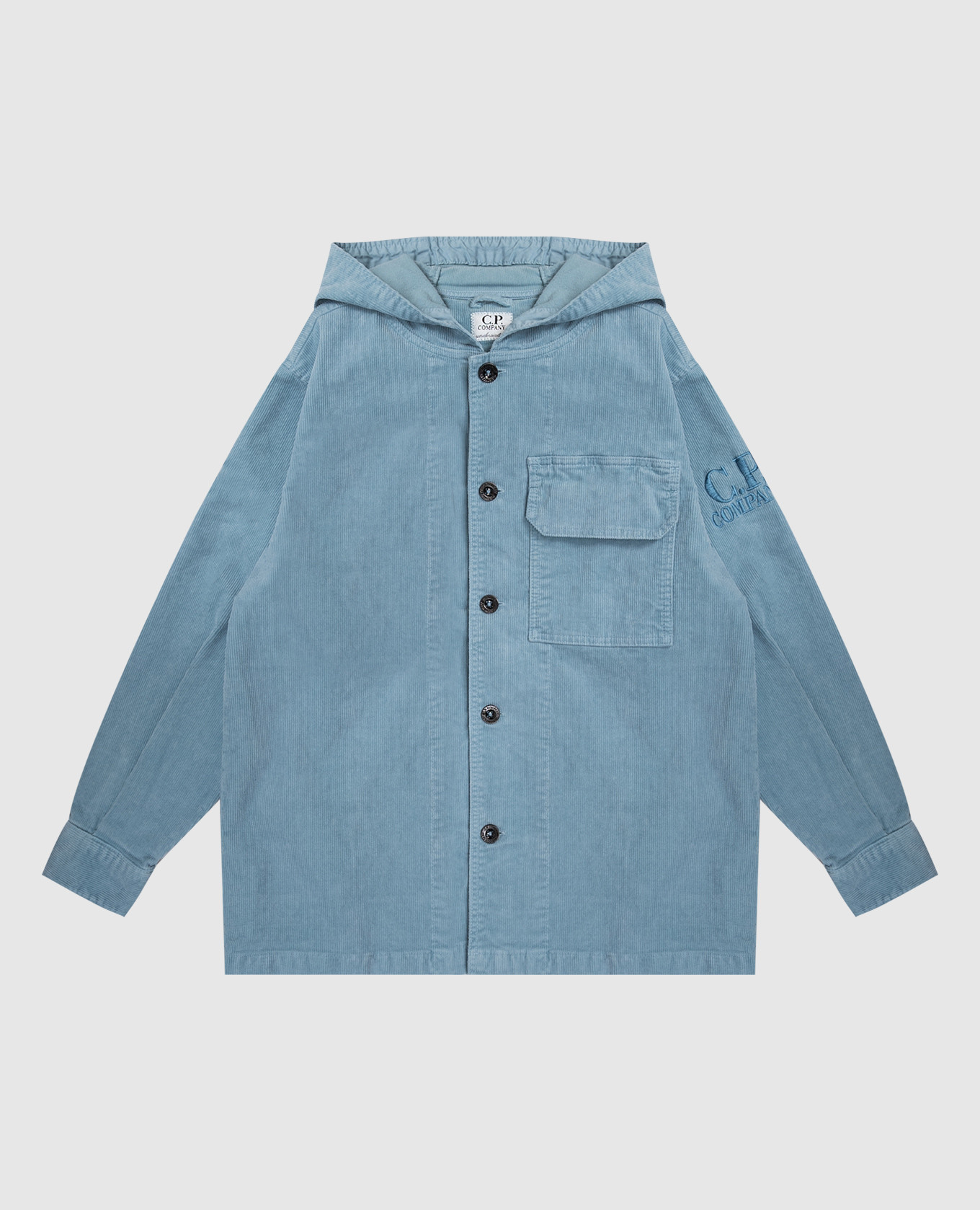 

Children's blue corduroy shirt with logo C.P. Company, Light blue