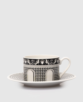 Fornasetti White porcelain tea set Facciata Quattrocentesca with cup and saucer P39X200