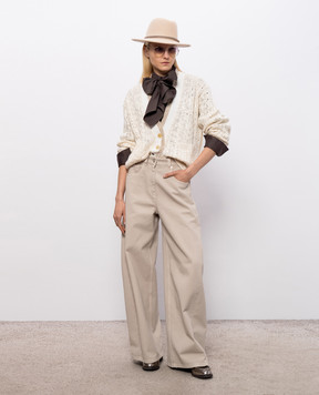 Brunello Cucinelli Beige hemp and silk cardigan MWA576306