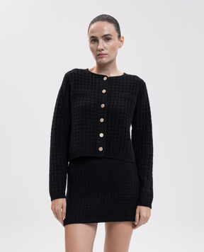 Allude Black wool and cashmere cardigan with textured pattern 26517113