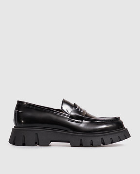 Maison Margiela MM6 Black leather glossy loafers 839353638