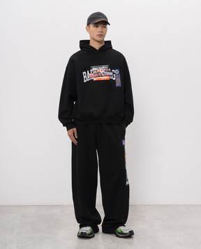 Balenciaga Black Hoody Bumper Stickers 871956TUVS8