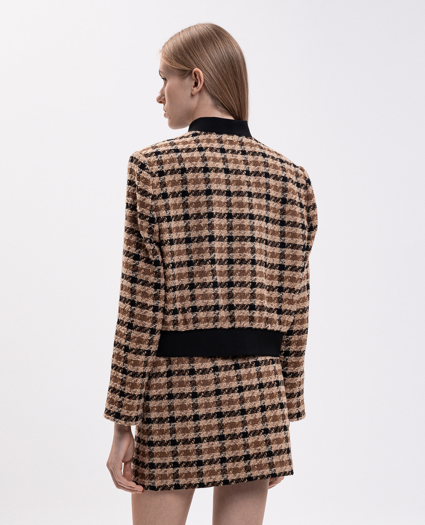 Brown tweed jacket with checked wool Twinset 4