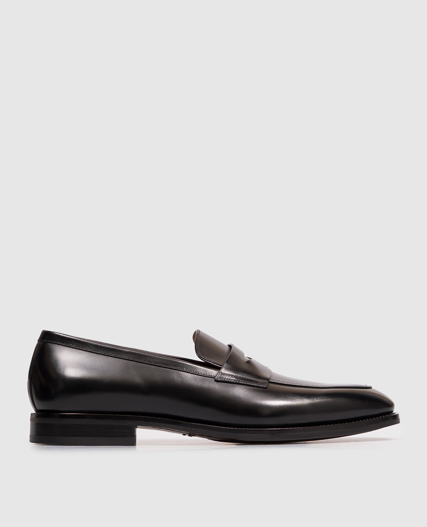 Black leather glossy loafers Santoni