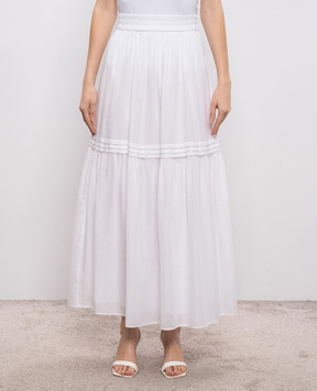 Peserico White maxi skirt with monil chain P05171L100481