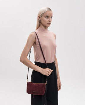Gianni Chiarini Nora burgundy suede crossbody bag BS10224CMPL