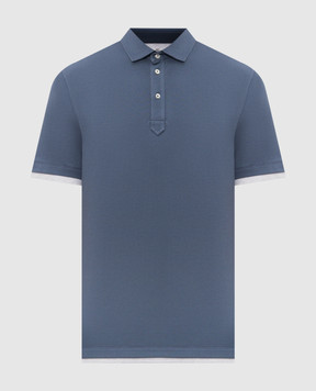 Brunello Cucinelli Blue polo with layering effect ME8543966