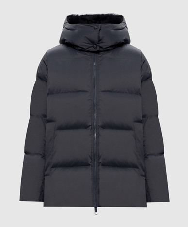 Gray down jacket with fox fur