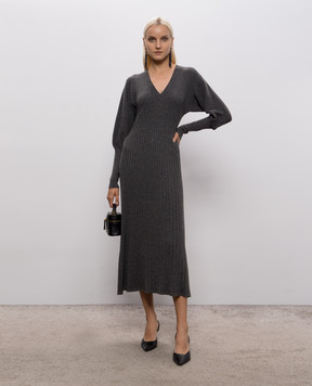 Brunello Cucinelli Gray ribbed cashmere dress M9A895A92