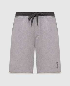 Brunello Cucinelli Grey melange shorts with embroidery MM8263389G