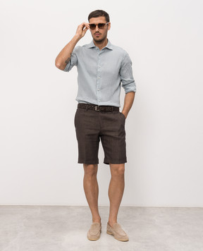 Stefano Ricci Brown linen shorts with embroidery MCT80R0016L0005Q