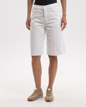 Toteme White denim shorts with logo patch 263WRB0382FB0083