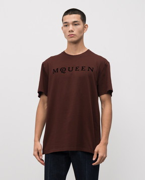 Alexander McQueen Brown T-shirt with logo 847750QTAD5