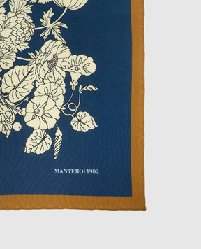MANTERO 1902 Blue silk scarf with floral print 0909F0023G63167