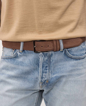 Cashmere&Whiskey Brown suede belt SUEDE