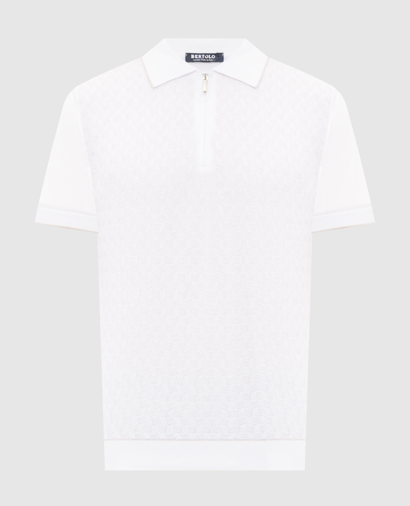 White polo shirt with patterned silk