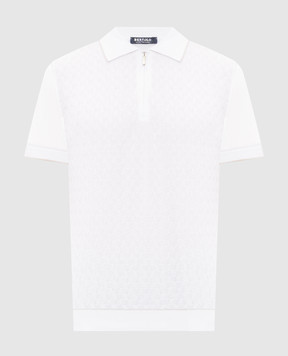 Bertolo Cashmere White polo shirt with patterned silk 902546002551