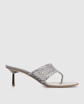 Le Silla GILDA gray mules with crystals 6703F060BXPPSCM