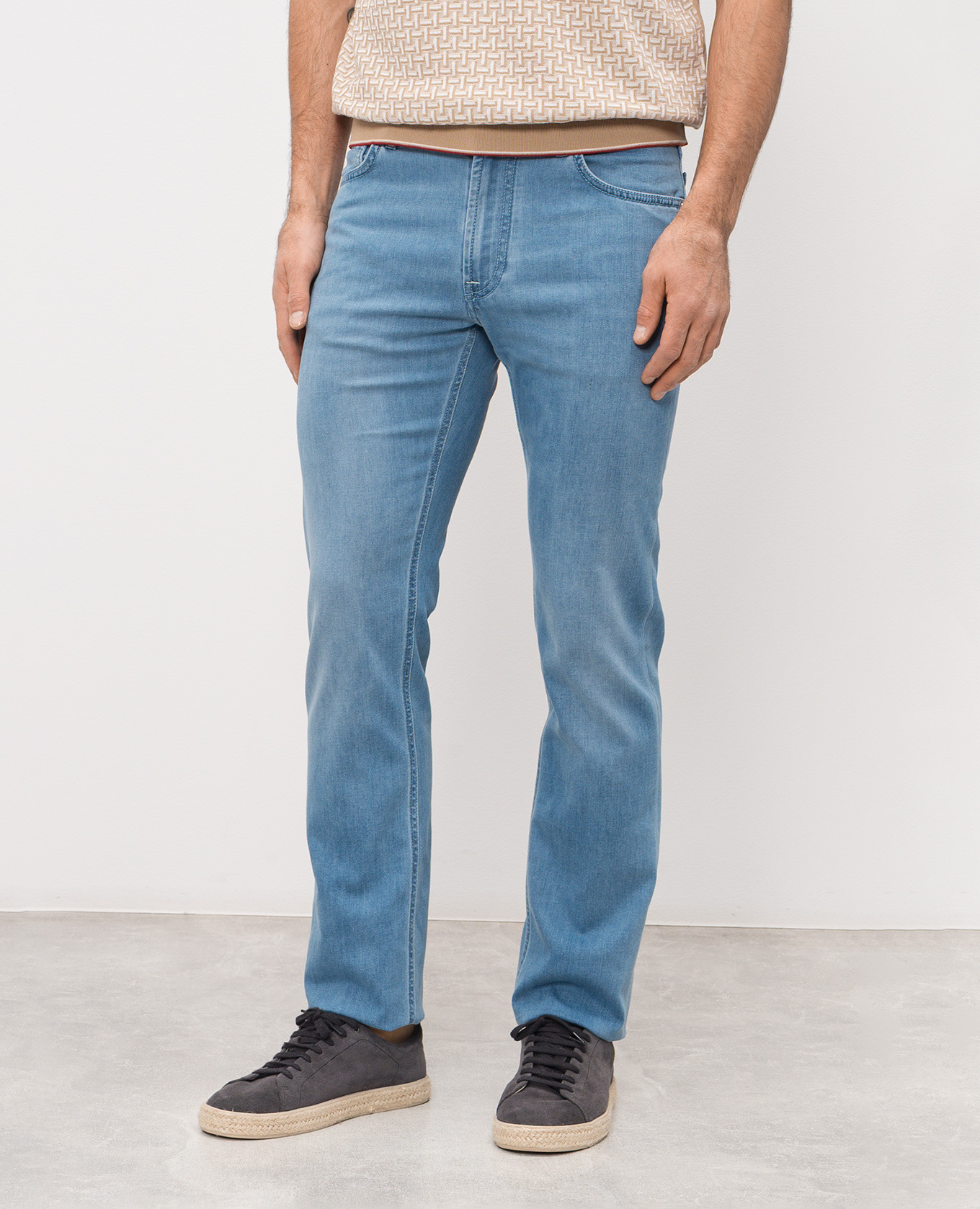 

Blue jeans with logo patch Stefano Ricci, Light blue