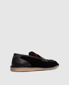 Dolce&Gabbana Black suede loafers with metal monogram A50744A0084