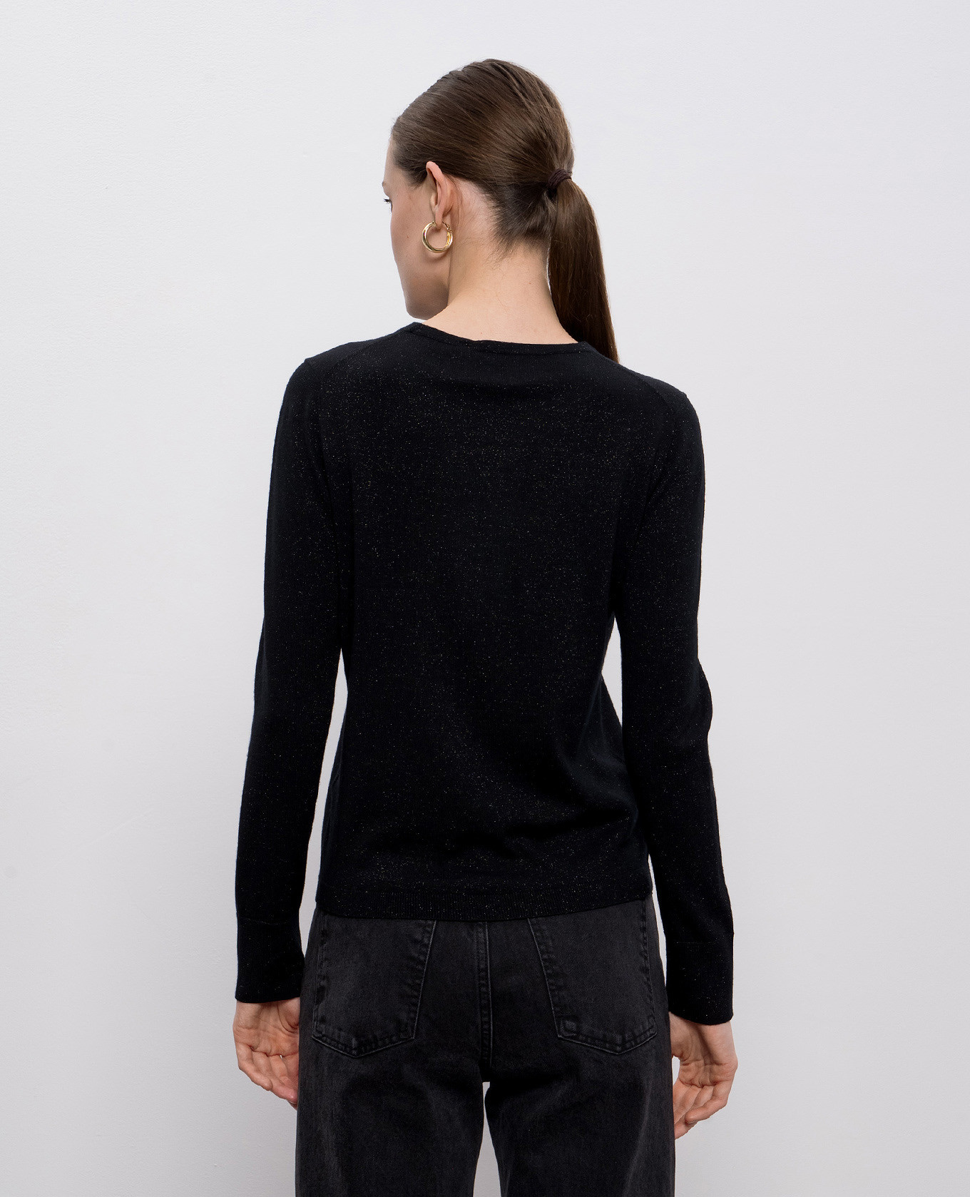 Black merino wool jumper with lurex Allude 4