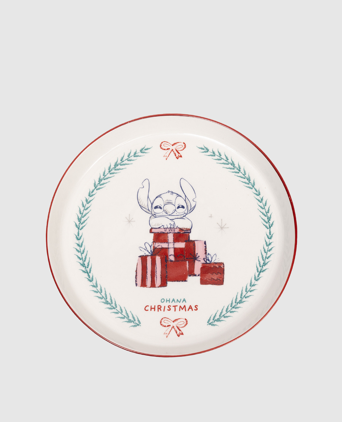 

White ceramic dinner plate Stitch Disney