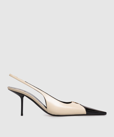 Beige leather mules BABYLONE