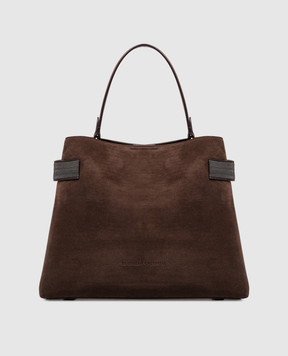 Brunello Cucinelli Brown suede bag with monil chain MBDLD2503P
