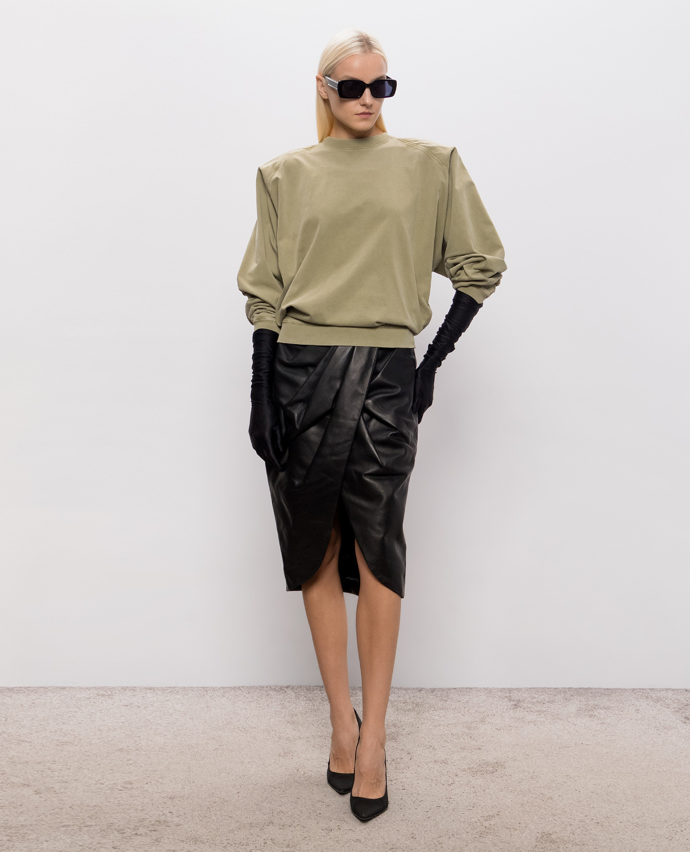 Khaki sweatshirt with accent shoulders Thierry Mugler 2