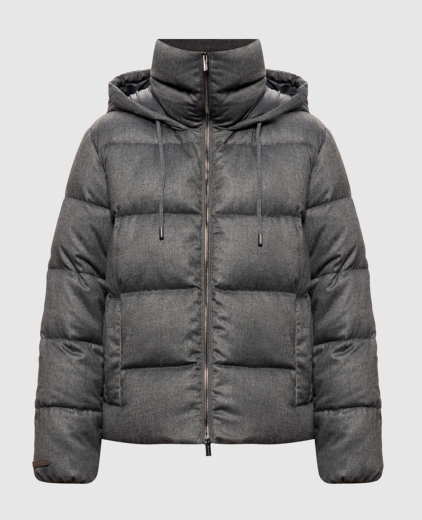 Gray down jacket with monil chain