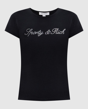 Sporty & Rich Black T-shirt with crystals TO13071326BA01
